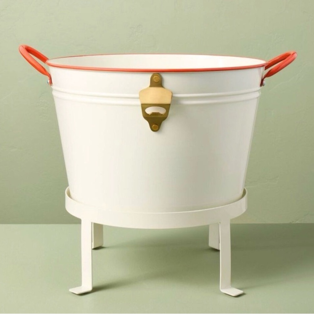 Hearth & Hand Beverage Tub W/ Stand & Attached Bottle Opener - NWT